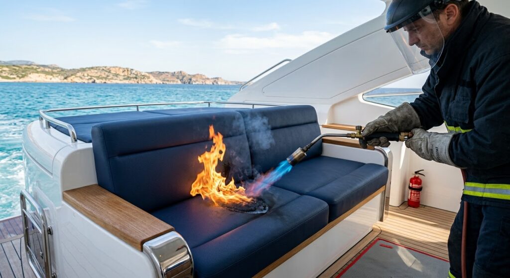 IMO certified fire resistant silicone leather