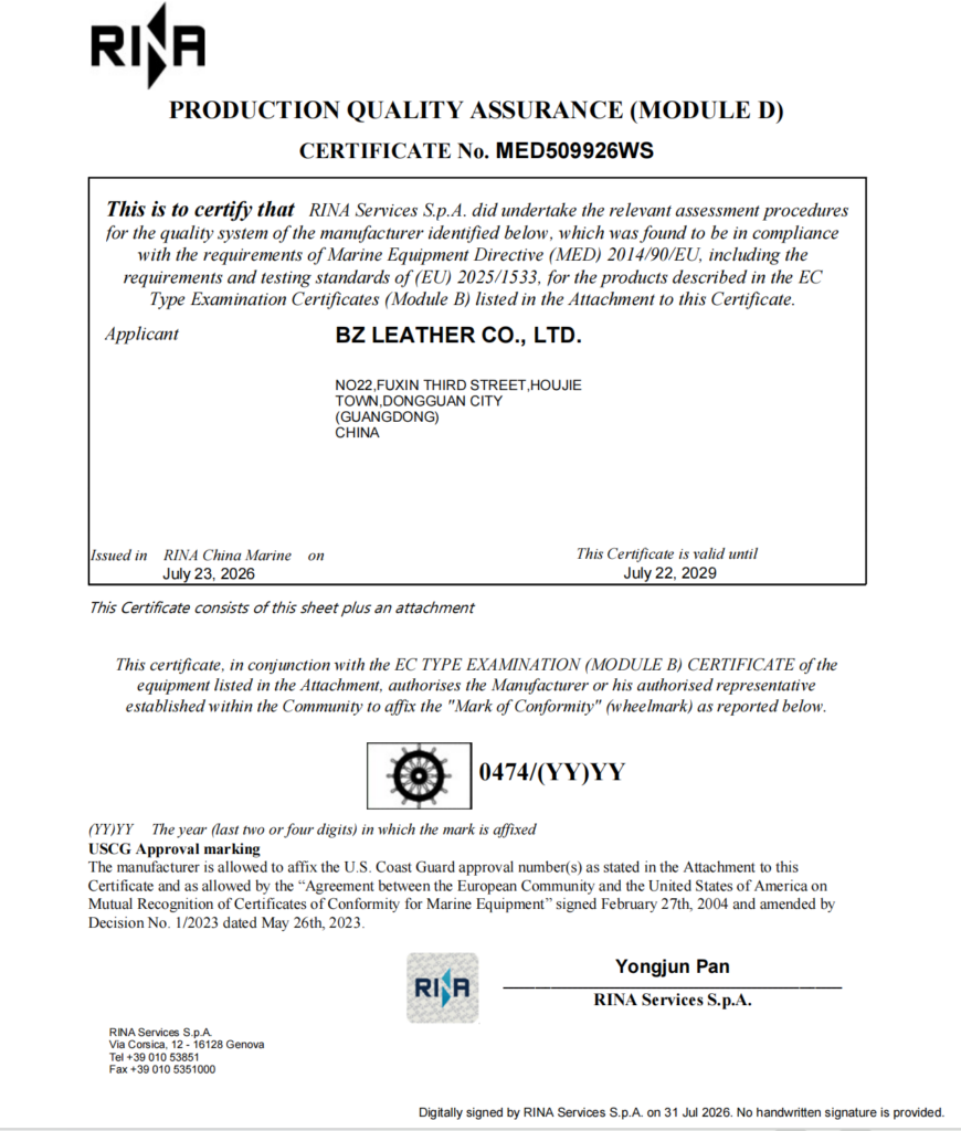 bz silicone imo certificate